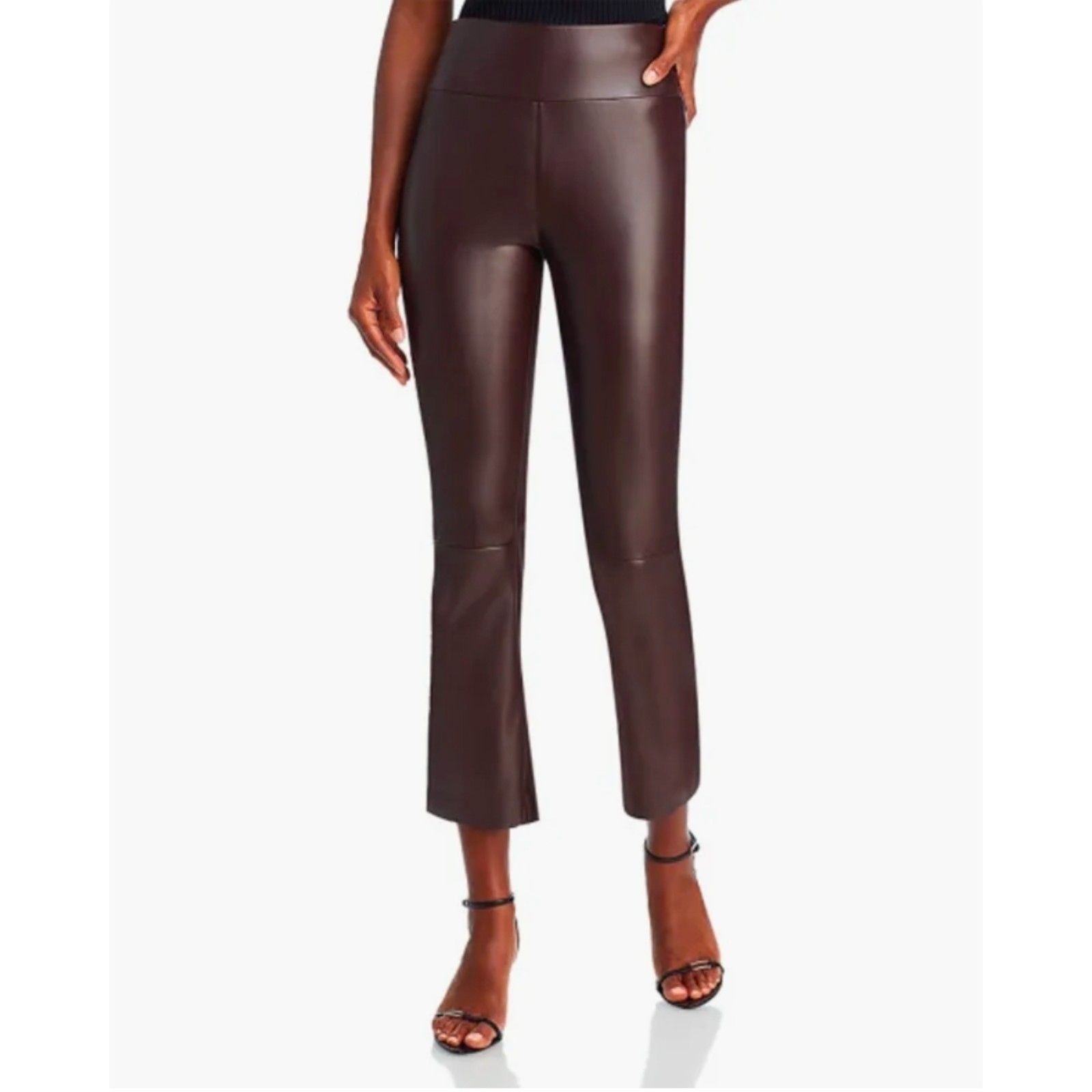 Aqua Brown Faux Leather Flare Leg Pants Size S Nwt